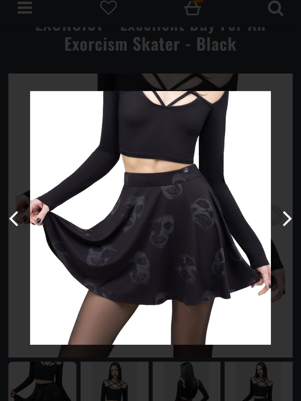 Killstar Black Skater Skirt with Subtle Skull Print